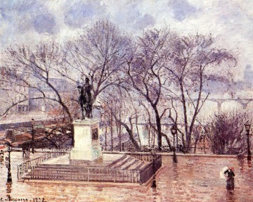  1902 Lienzo - La terraza elevada del Pont Neuf Place Henri IV tarde lluvia 1902 Camille Pissarro paisaje